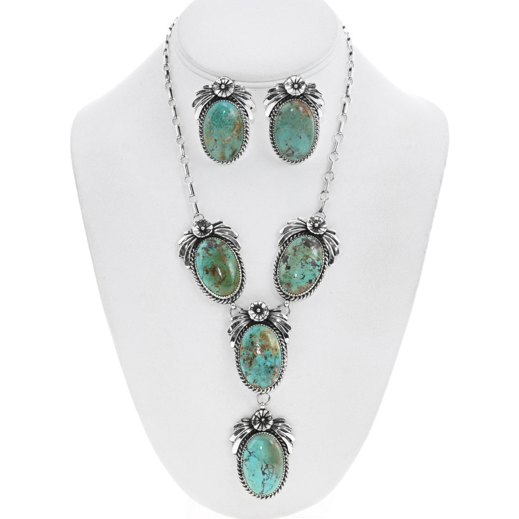 Number 8 Turquoise Navajo Handmade Lariat Necklace