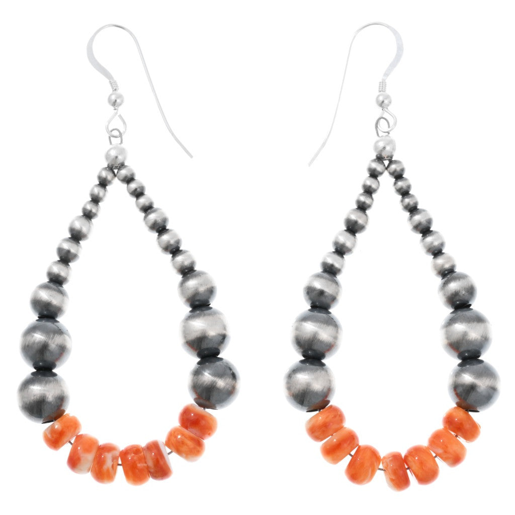 Sterling Pearl & Spiny Teardrop Hoop Earrings