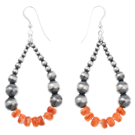 Sterling Pearl & Spiny Teardrop Hoop Earrings