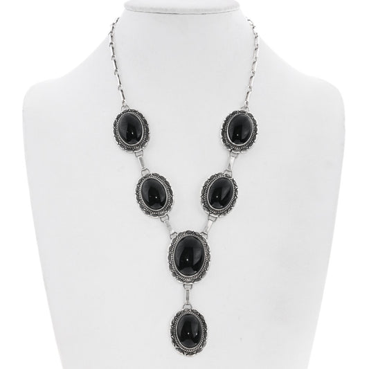 Vintage Navajo Onyx Lariat Necklace