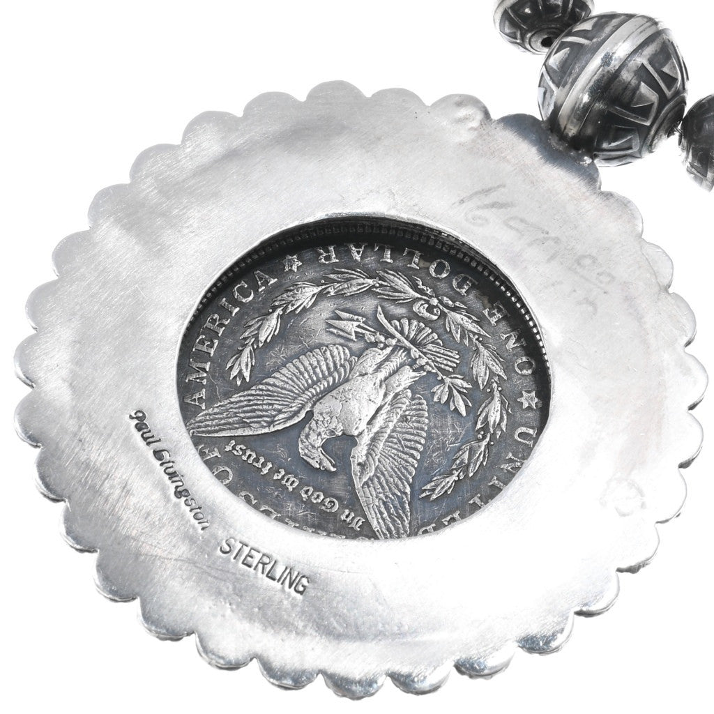 1970's Handmade Navajo Pearl and Morgan Dollar Necklace