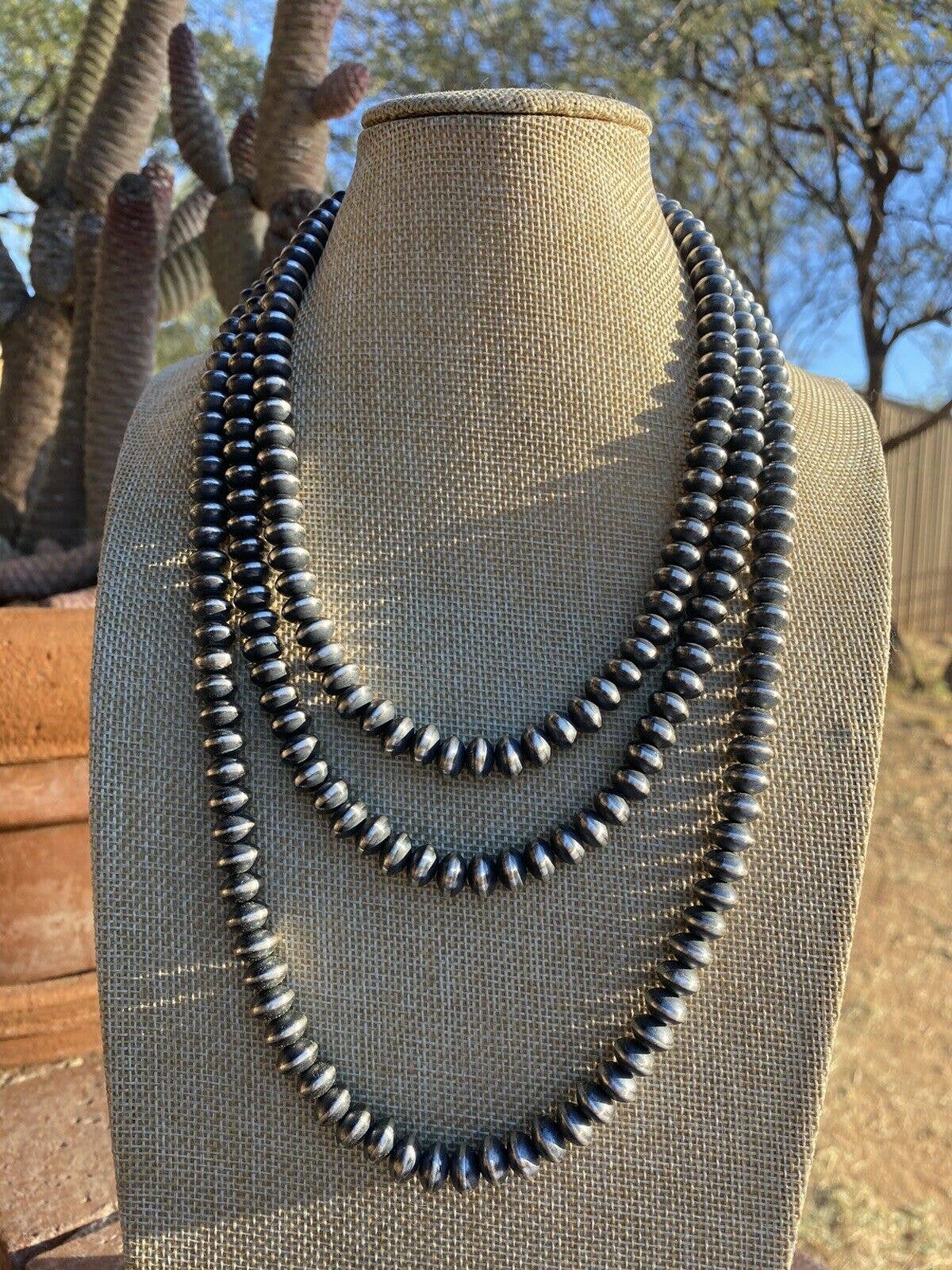 18" Sterling Silver Handmade Saucer Beads-9mm