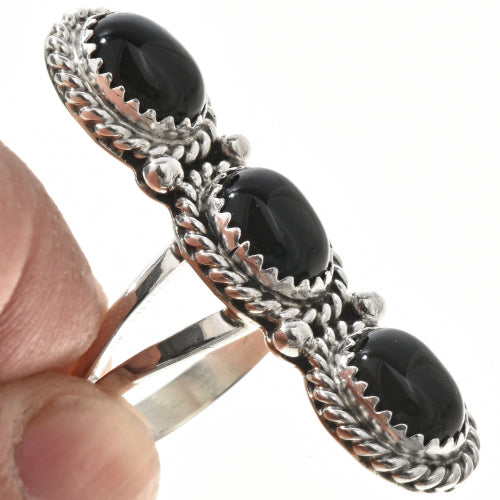 Onyx 3 Stone Navajo Ring