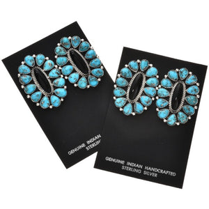 Turquoise and Onyx Navajo Cluster Earrings