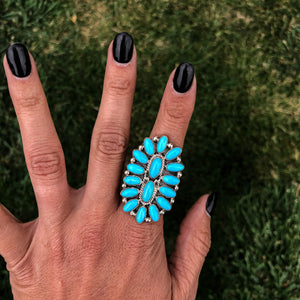 Pearlene Turquoise Cluster Ring