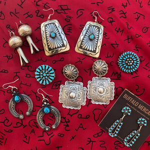 Turquoise and Sterling Naja Earrings