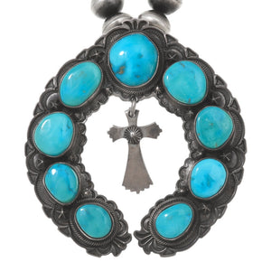 Old Pawn Turquoise Squash Blossom Necklace